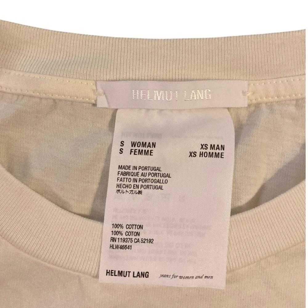 Helmut Lang Cotton Logo Women’s Baby Tee NWT Short Sleeves Cream Shocking Pink - Picture 4 of 13